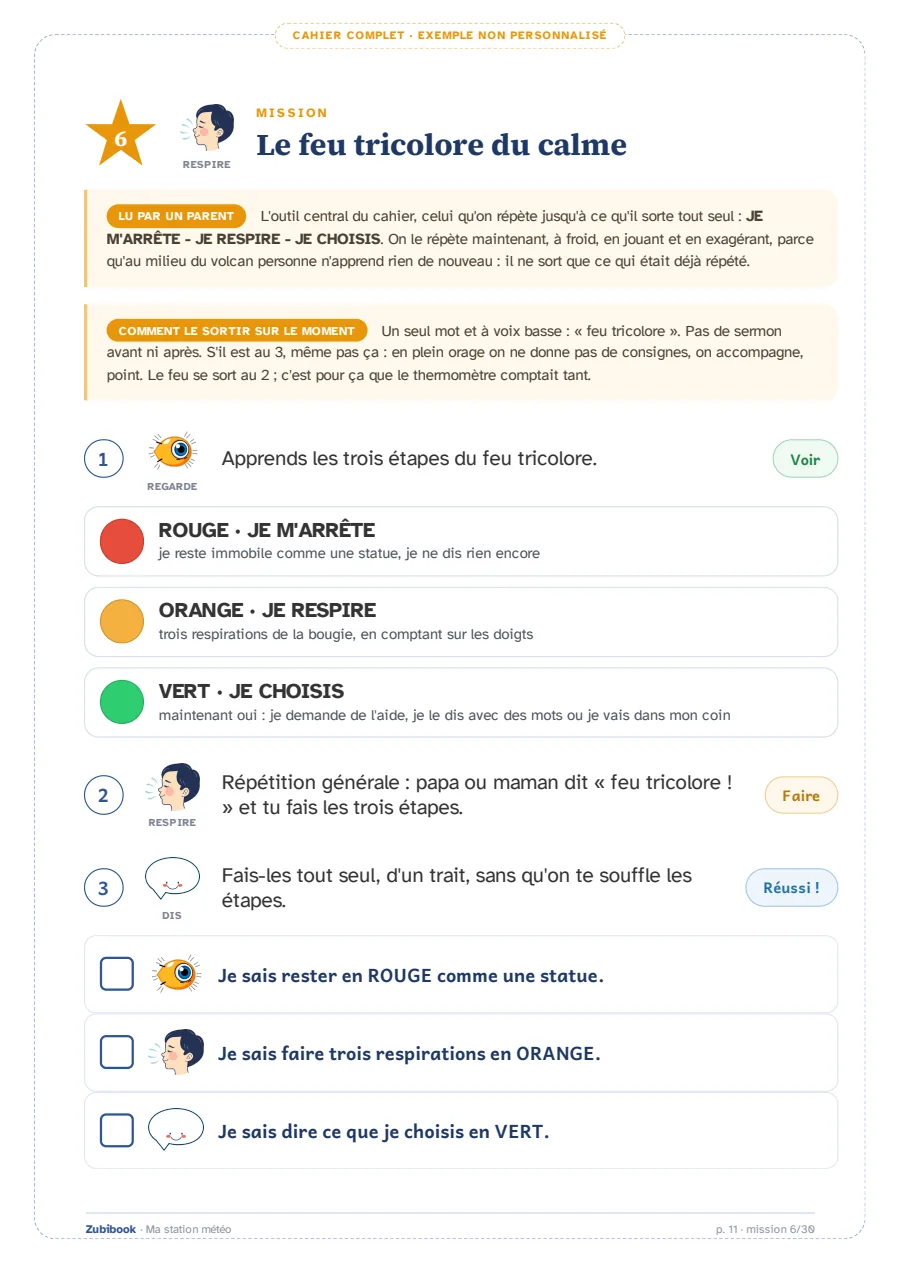 Émotions · 6 à 9 ans: Le feu tricolore du calme